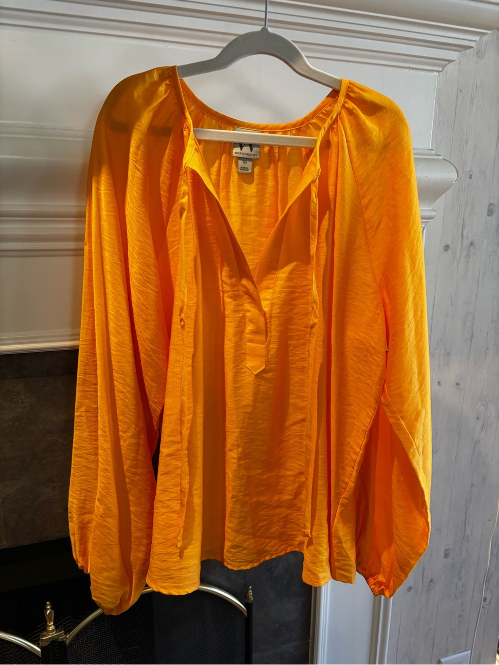 🍑 Bright Peachy Orange Women's Peasant Blouse